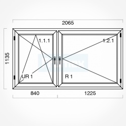 Okno typowe (O23) 2065 x 1135 mm białe