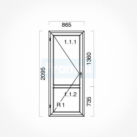 Okno typowe (OB3) 865 x 2095 mm białe