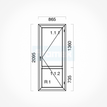 Okno typowe (OB4) 865 x 2095 mm białe