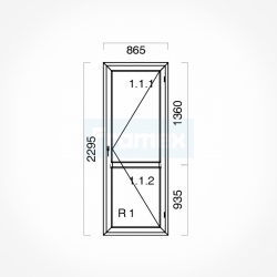 Okno typowe (OB8) 865 x 2295 mm białe